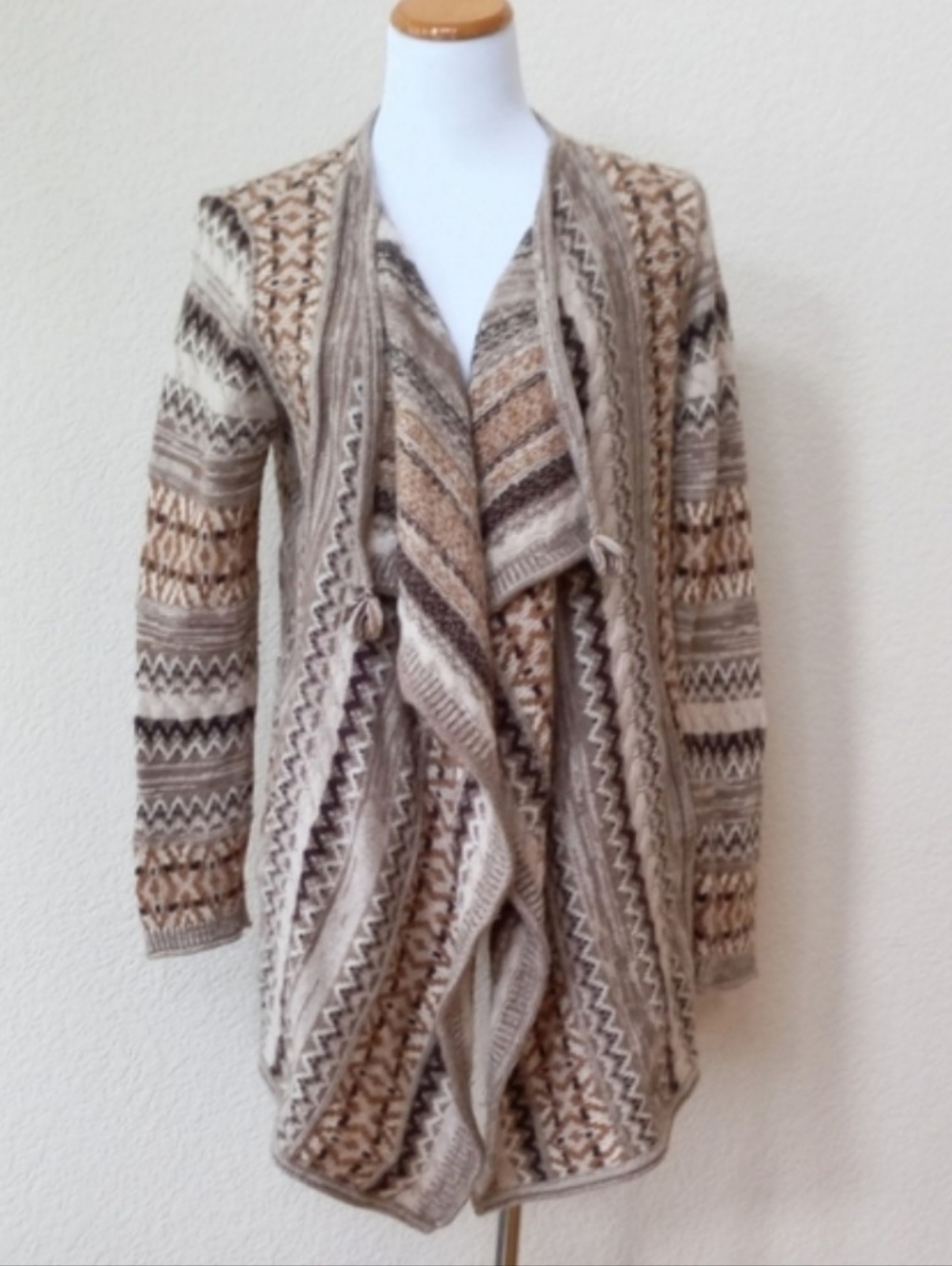 J. Jill wool and alpaca blend open front waterfall cardigan sweater - Picture 3 of 9